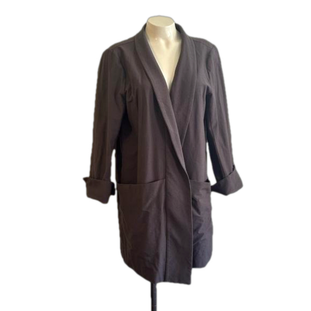 Eileen Fisher brown georgette stretchy pockets blazer LARGE (run big ) NWOT